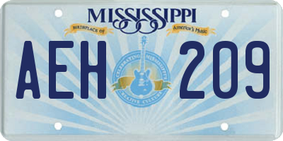 MS license plate AEH209