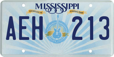 MS license plate AEH213