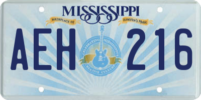 MS license plate AEH216
