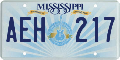 MS license plate AEH217