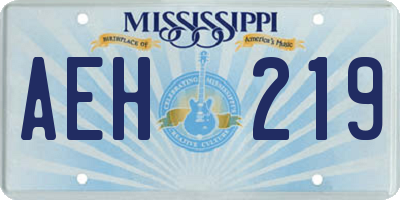 MS license plate AEH219