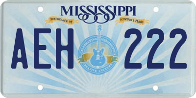 MS license plate AEH222