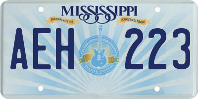 MS license plate AEH223