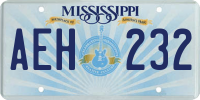 MS license plate AEH232
