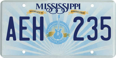 MS license plate AEH235