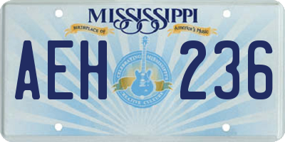 MS license plate AEH236