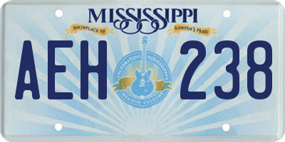MS license plate AEH238