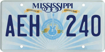 MS license plate AEH240