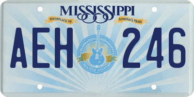 MS license plate AEH246