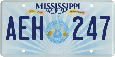 MS license plate AEH247