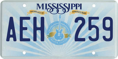 MS license plate AEH259