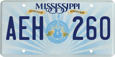 MS license plate AEH260