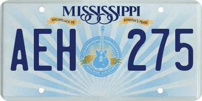 MS license plate AEH275