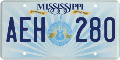 MS license plate AEH280