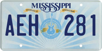 MS license plate AEH281