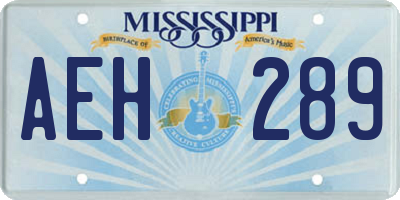 MS license plate AEH289