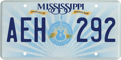 MS license plate AEH292