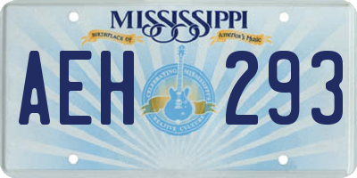 MS license plate AEH293