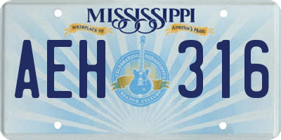 MS license plate AEH316