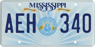 MS license plate AEH340