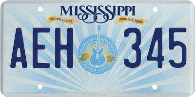 MS license plate AEH345