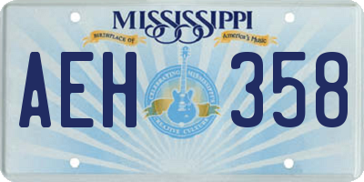 MS license plate AEH358
