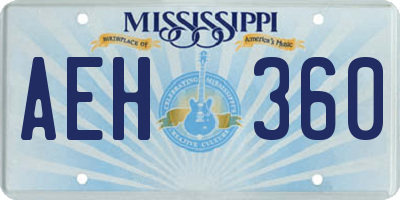 MS license plate AEH360