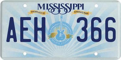 MS license plate AEH366