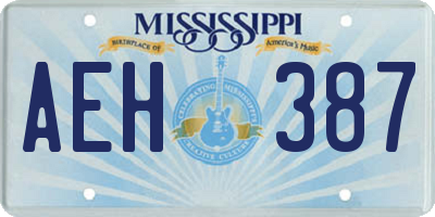 MS license plate AEH387