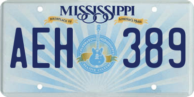 MS license plate AEH389