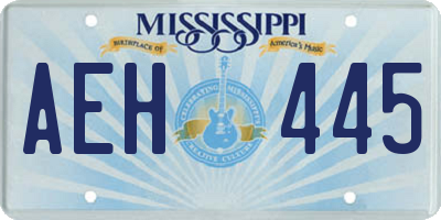 MS license plate AEH445