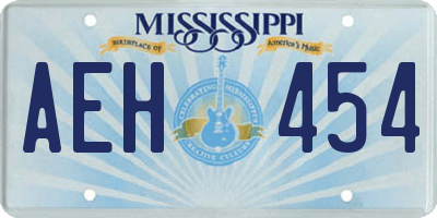 MS license plate AEH454
