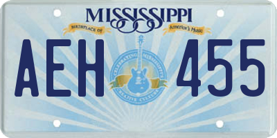 MS license plate AEH455