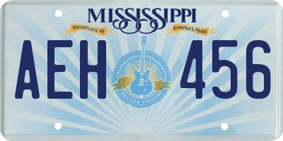 MS license plate AEH456