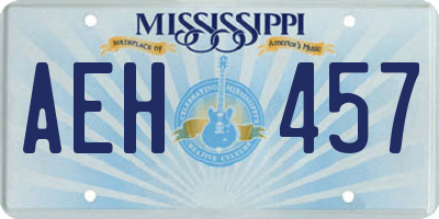 MS license plate AEH457