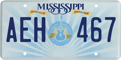 MS license plate AEH467