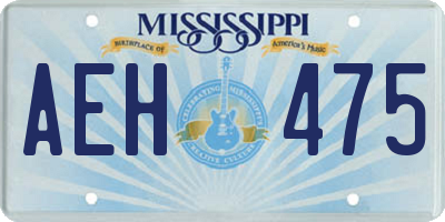 MS license plate AEH475