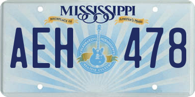 MS license plate AEH478