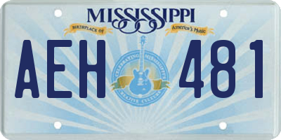 MS license plate AEH481
