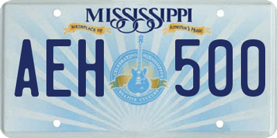 MS license plate AEH500