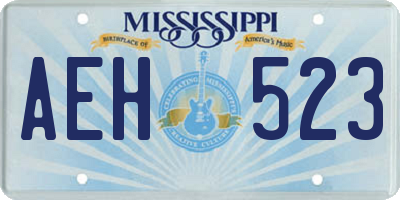 MS license plate AEH523