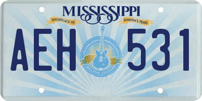 MS license plate AEH531