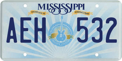 MS license plate AEH532
