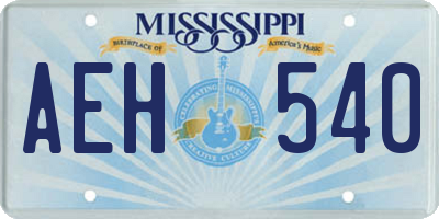 MS license plate AEH540