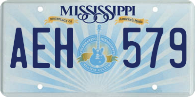 MS license plate AEH579