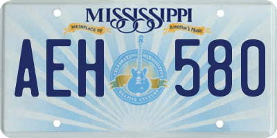 MS license plate AEH580