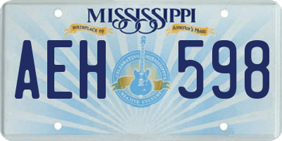 MS license plate AEH598