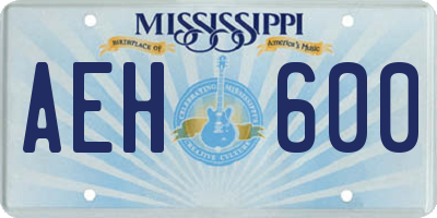 MS license plate AEH600
