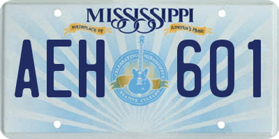 MS license plate AEH601