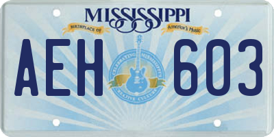 MS license plate AEH603